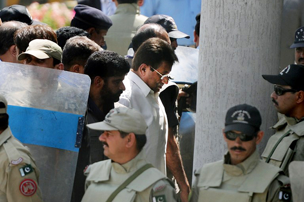 Musharraf at the Islamabad High Court, April 12. Aamir Qureshi—AFP
