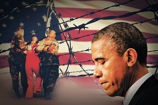 Photo illustration by Minhaj Ahmed Rafi (Jewel Samad—AFP (Obama), Tom Pennington—AFP (Flag), Shane T. McCoy—AFP (Prisoner), No credit (Barbed wire))
