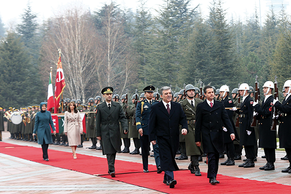 Turkey’s President Abdullah Gül and Mexico’s President Enrique Pena Nieto, Ankara, Dec. 17.  Adem Altan—AFP