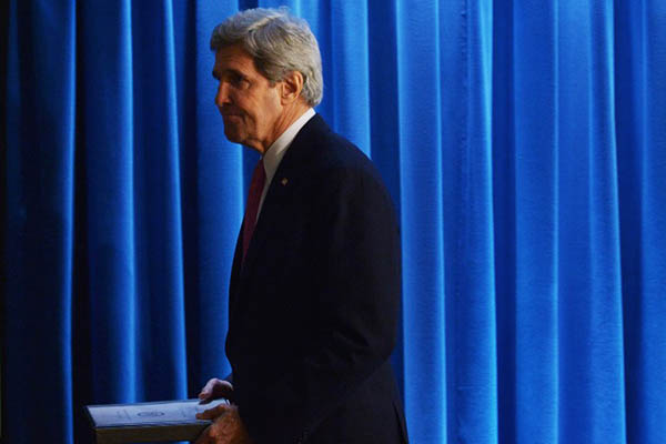U.S. Secretary of State John Kerry at the release of the annual human rights reports, February 2014. Mandel Ngan—AFP