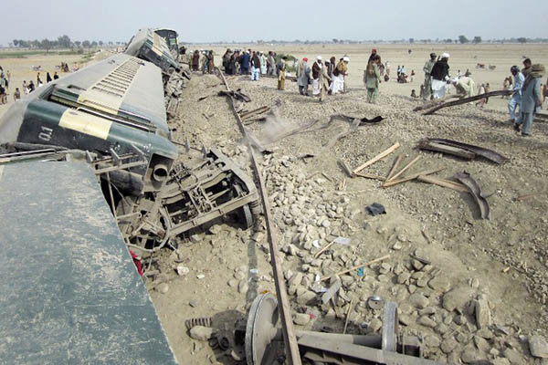A Karachi-bound route was bombed in Rajanpur, January 2014. Arslan Iqbal—AFP
