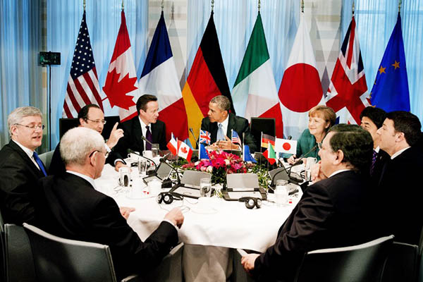 Leaders from the Group of Seven meet at The Hague. Jerry Lampen—AFP