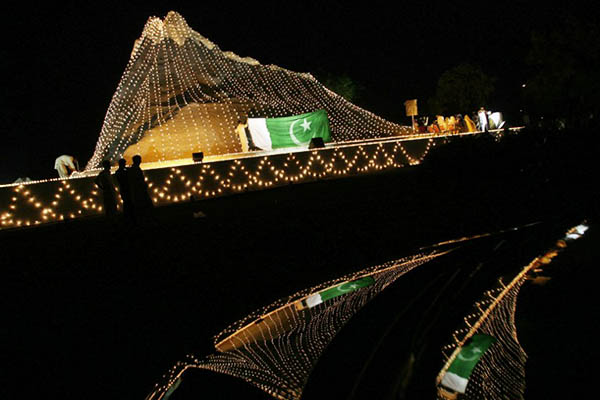 A decorated monument representing Chagai Mountain, where Pakistan conducted its first nuclear test. Farooq Naeem—AFP