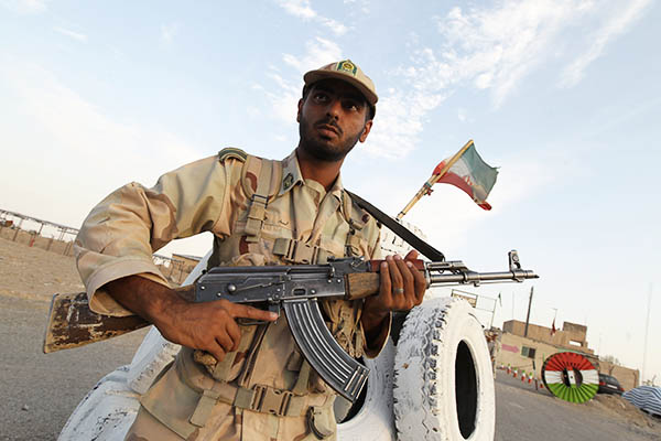 An Iranian soldier at a border patrol post. Atta Kenare—AFP