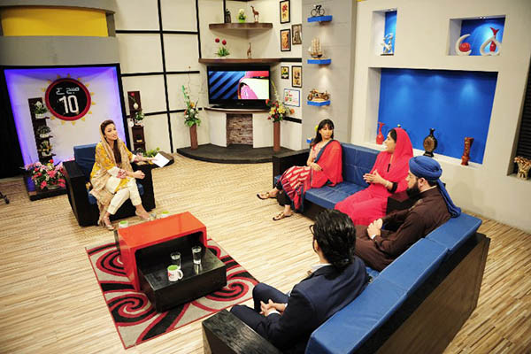 Anoushey Ashraf (left), hosts a morning show on Health TV. Asif Hassan—AFP