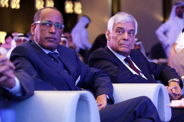 OPEC Secretary General Abdalla Salem el-Badri (rights) at the opening session of the 10th Arab Energy Conference in Abu Dhabi. Marwan Naamani—AFP