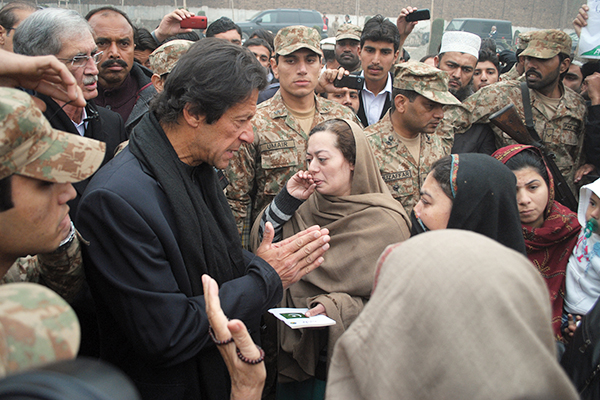 Khan at the Army Public School, Dec. 22. AFP