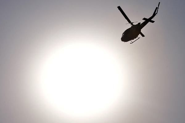 A Pakistan Army helicopter over Gaddafi Stadium, Lahore, May 24. Aamir Qureshi—AFP