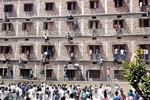 A school exam center in Vaishali, Bihar, March 19. AFP