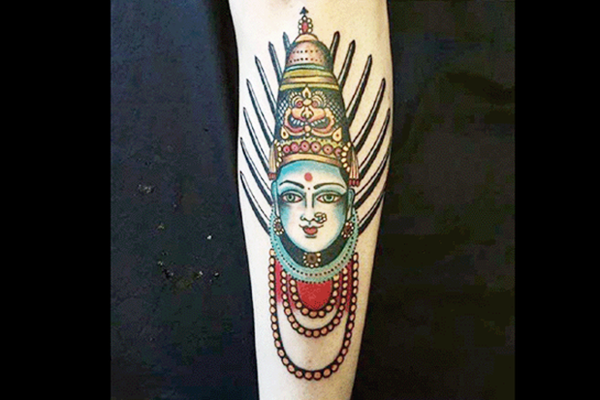 The offending tattoo of the goddess Yellama. Twitter