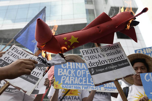 Philippine protesters condemn China’s actions in the South China Sea. Noel Celis—AFP