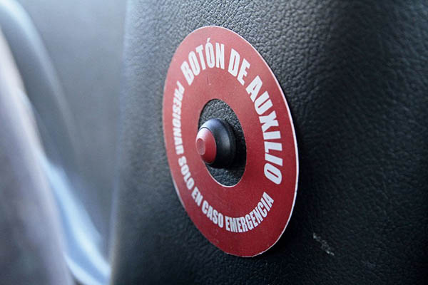 A panic button installed in a taxi in Ecuador. Juan Cevallos—AFP