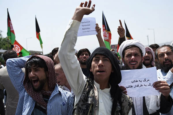 Anti-Taliban protesters in Kabul. Wakil Kohsar—AFP