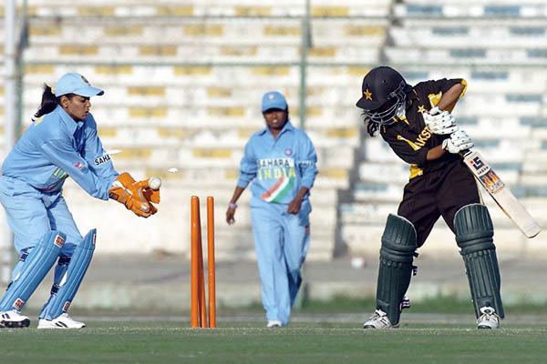 File Photo of Indian and Pakistani players at the Women’s Asia Cup, 2005. Rizwan Tabassum—AFPFile Photo of Indian and Pakistani players at the Women’s Asia Cup, 2005. Rizwan Tabassum—AFP